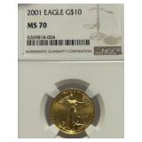 2001 $10 Gold Eagle MS70 NGC
