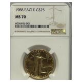 1988 $25 Gold Eagle MS70 NGC