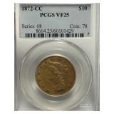 1872 CC $10 Gold VF25 PCGS