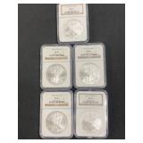 (5) MS 69 Silver Eagles