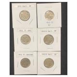 (6) Buffalo Nickels, 1913 Type 1 & 2