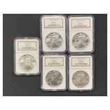 (5) MS 69 Silver Eagles