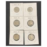 (6) Buffalo Nickels, 1914-1917