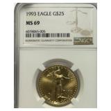 1993 $25 Gold Eagle MS69 NGC