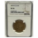 1875 CC $10 Gold XF45 NGC