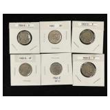 (6) Buffalo Nickels, 1923-1924