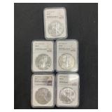 (5) MS 69 Silver Eagles