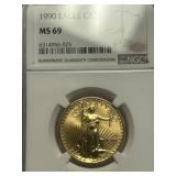 1990 $25 Gold Eagle MS69 NGC