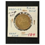 1881 CC $10 Gold Piece