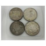 (4) Peace Silver Dollars