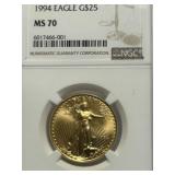 1994 $25 Gold Eagle MS70 NGC