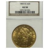 1883 CC $20 Gold Au58 NGC