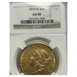 1876 CC $20 Gold Au58 NGC