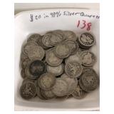 $20.00 in 90% Silver Quarters