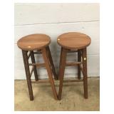 (2) Wooden Circular Bar Stools