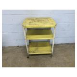Vtg. 3-tier Metal Rolling Serving Cart