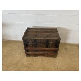 Vtg. Flat Top Steamer Trunk