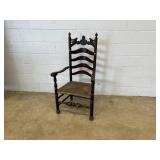 Antique Rush Seat Ladderback Arm Chair