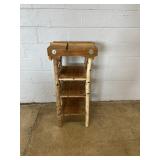 Contemporary Twig Form Butcher Block Stand