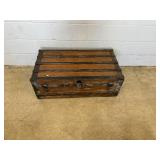 Vtg. Low Profile Flat Top Steamer Trunk