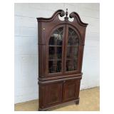 Vtg. 2 Pc. Mahogany Corner Cupboard