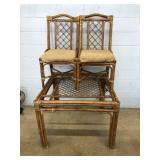 Rattan Table & 2 Side Chairs