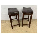 (2) Modern Leather Top Stools