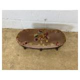 Antique Needlepoint Oval Prayer/Confession Stool