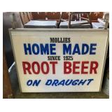 Vtg. Lighted Mollies Homemade Root Beer Sign