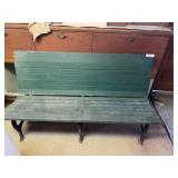 Vtg. Slatted Seat & Back Park Bench