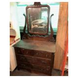 Vtg. Oak Bureau w/ Yoke Mirror