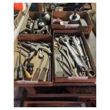 (4) Boxes - Tools - Wrenches, Rulers, Oil Cans,