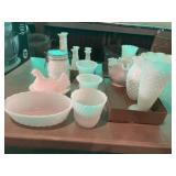 Milk Glass - Bud Vases, Hen on Nest
