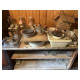 Selection of Agate Basins, 2qt Jars, Flatware,