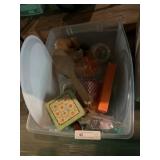 Tote of Misc. Glassware & Cont. Collectibles