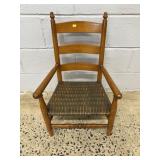 Vtg. Woven Seat Youth Size Arm Chair