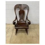 Antique Paint Decor. Scrolled Arm Rocking Chair