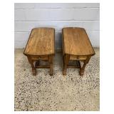 (2) Oak Drop Leaf End Tables