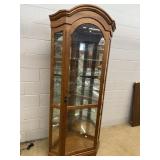 Oak Corner Mirrored Back Curio Cabinet