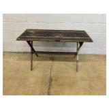 Vtg. Sawbuck Stretcher Base Table