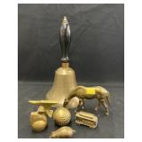 Brass Hand Bell with Figurines