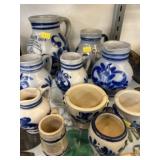 Contemporary Blue Slip Decorated Pottery