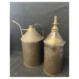 (2) Early Metalware Fluid Cans