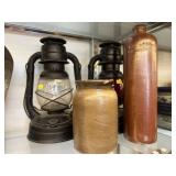 Hurricane Lanterns, Crock and Bottle