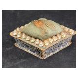 19th Century PA Wallpaper Covered Sewing Box