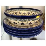 (5) Polish Pottery Hand Painted Bowls