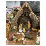 Manger Scene with Plastic Figurines