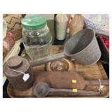 Vintage Glass Canister, Skimmer, Ladle