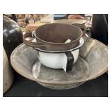 Tinware Pan, Strainer, Cookie Cutters