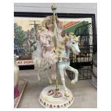 Resin Carousel Horse with Porcelain Doll